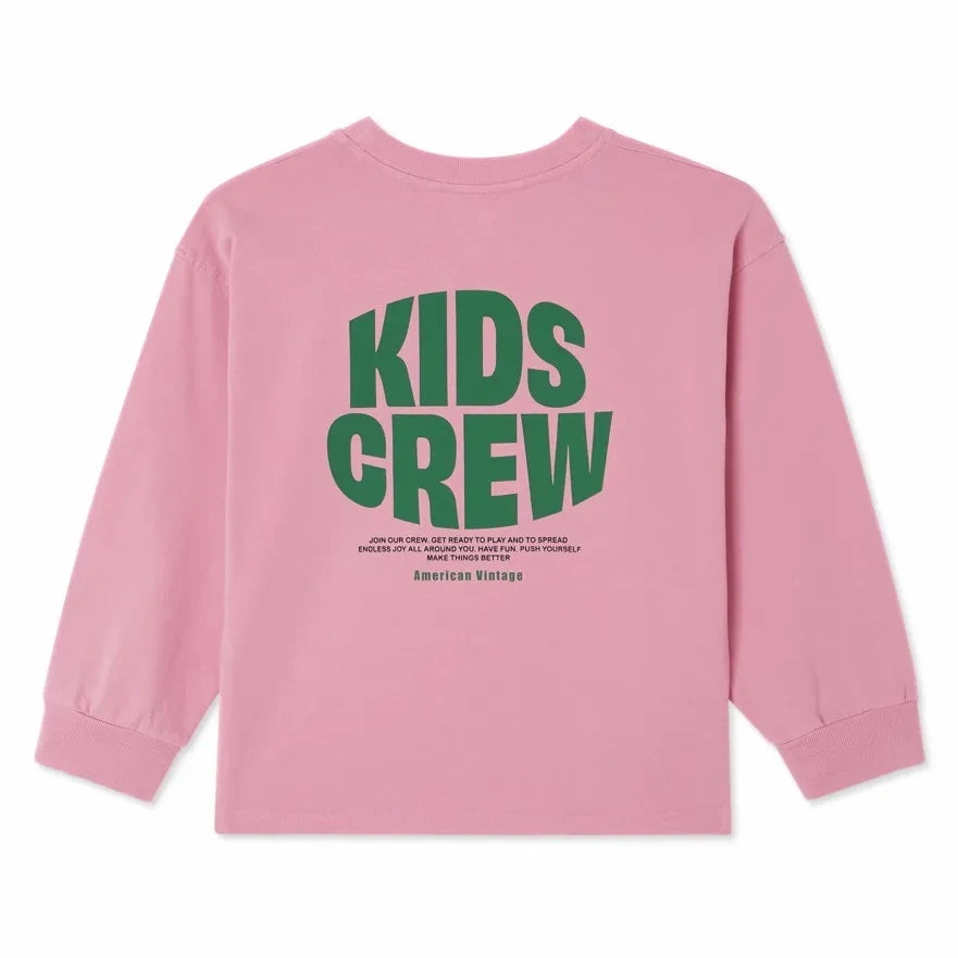 American Vintage - Fizvalley Camiseta infantil de cuello redondo | Rosa