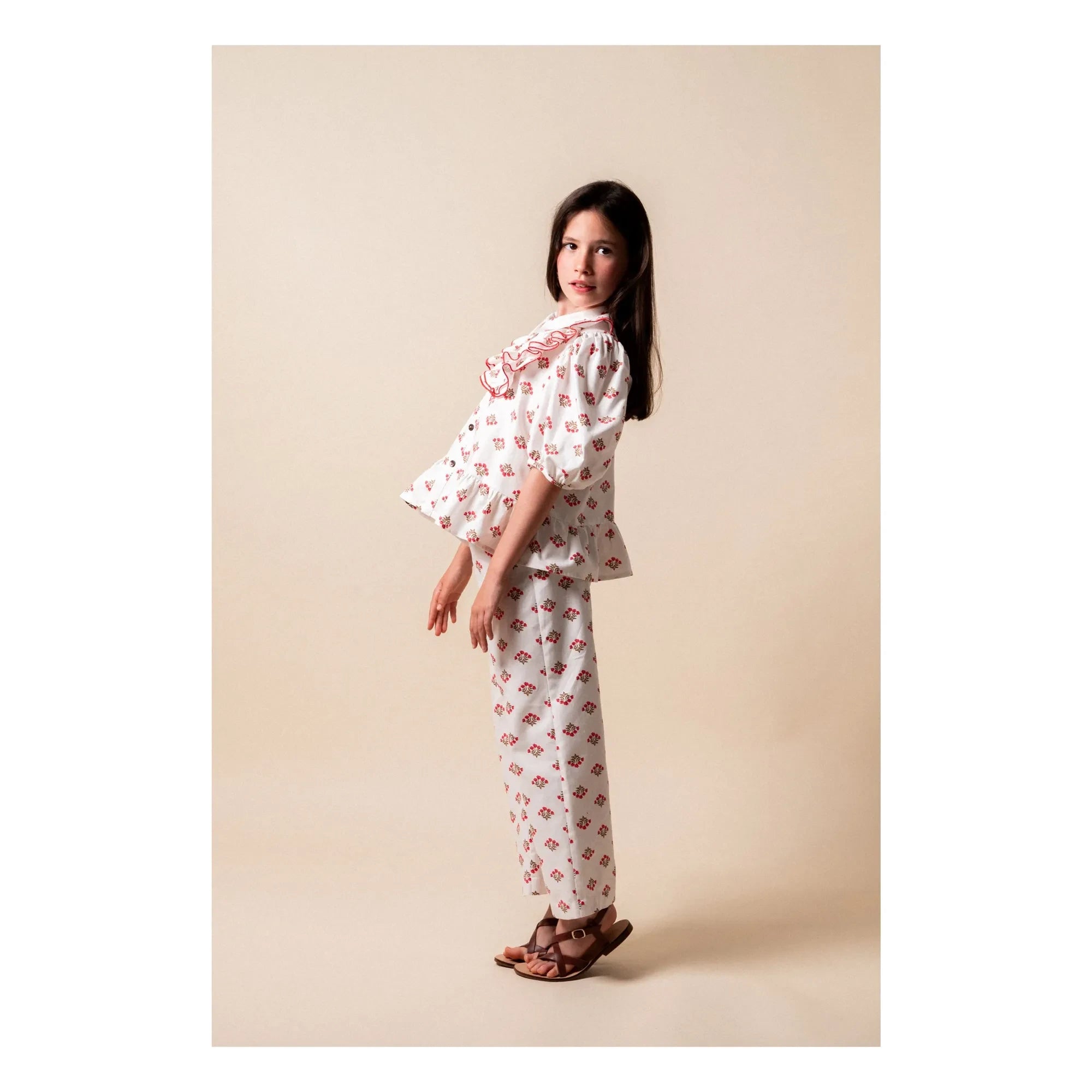 birinit - Camisa Monzón de algodón orgánico con volantes | Blanco