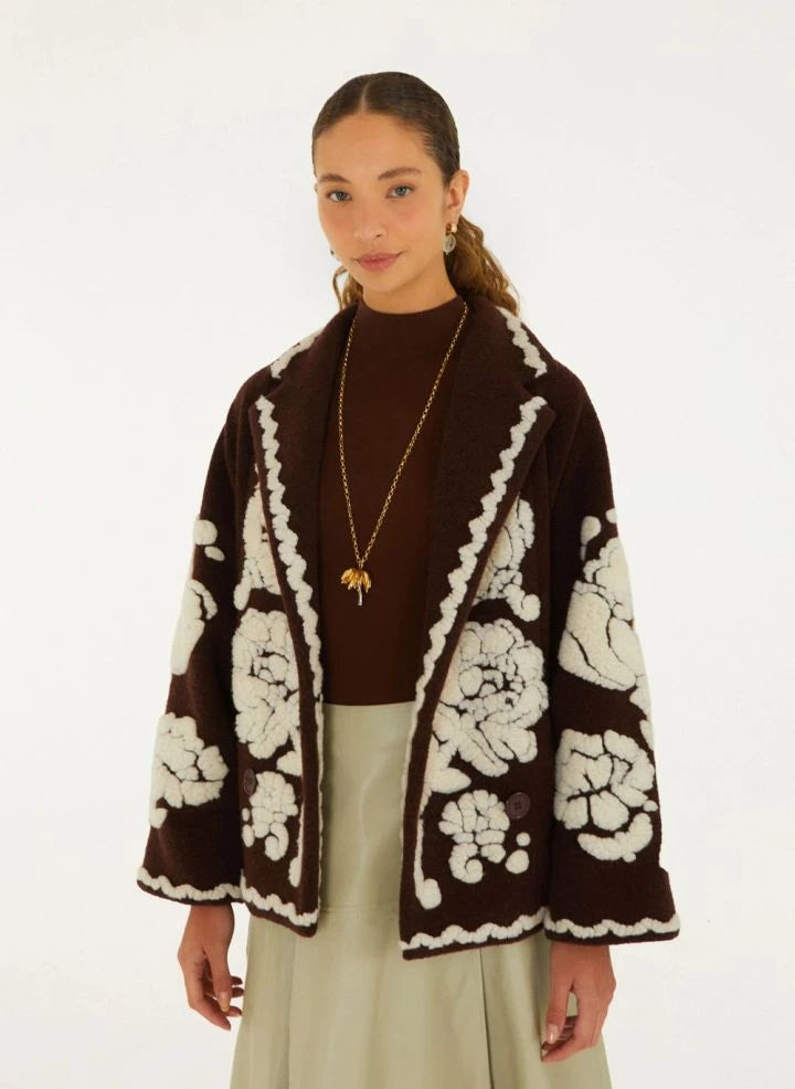 Farm Rio - Flower Coat | Marrón