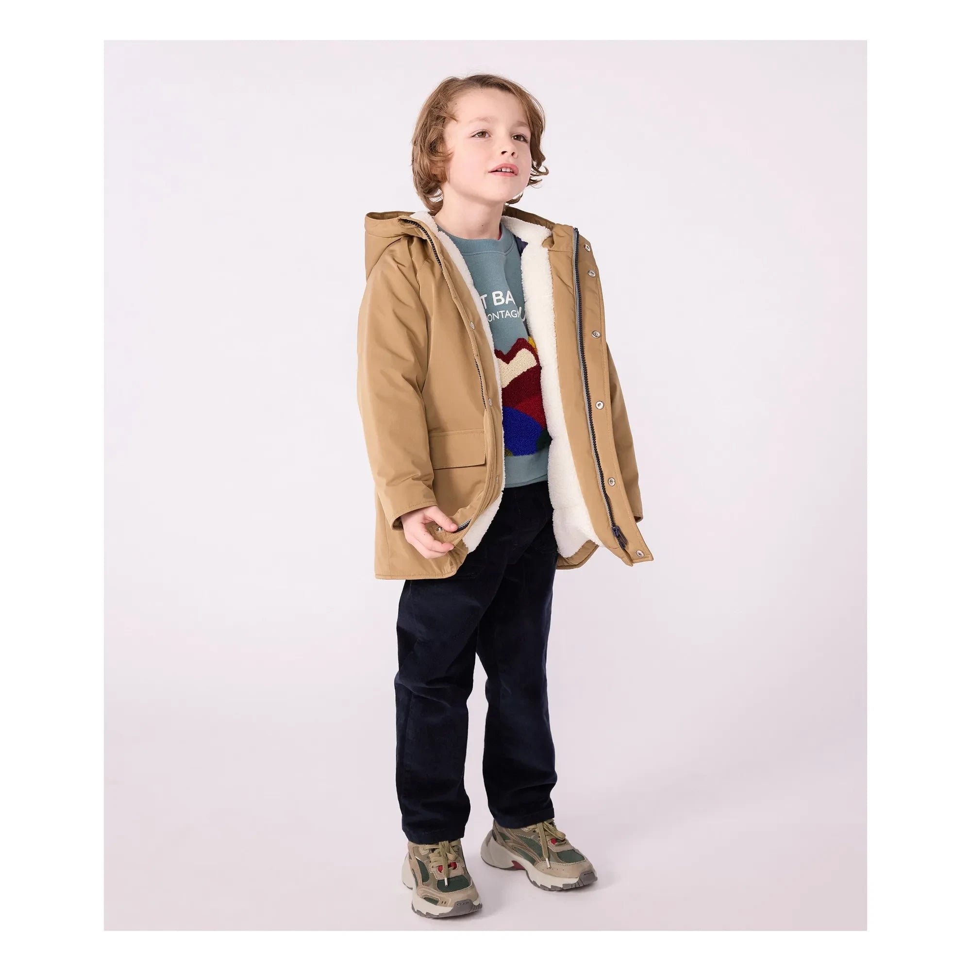 Petit Bateau - Parka larga lisa | Marrón