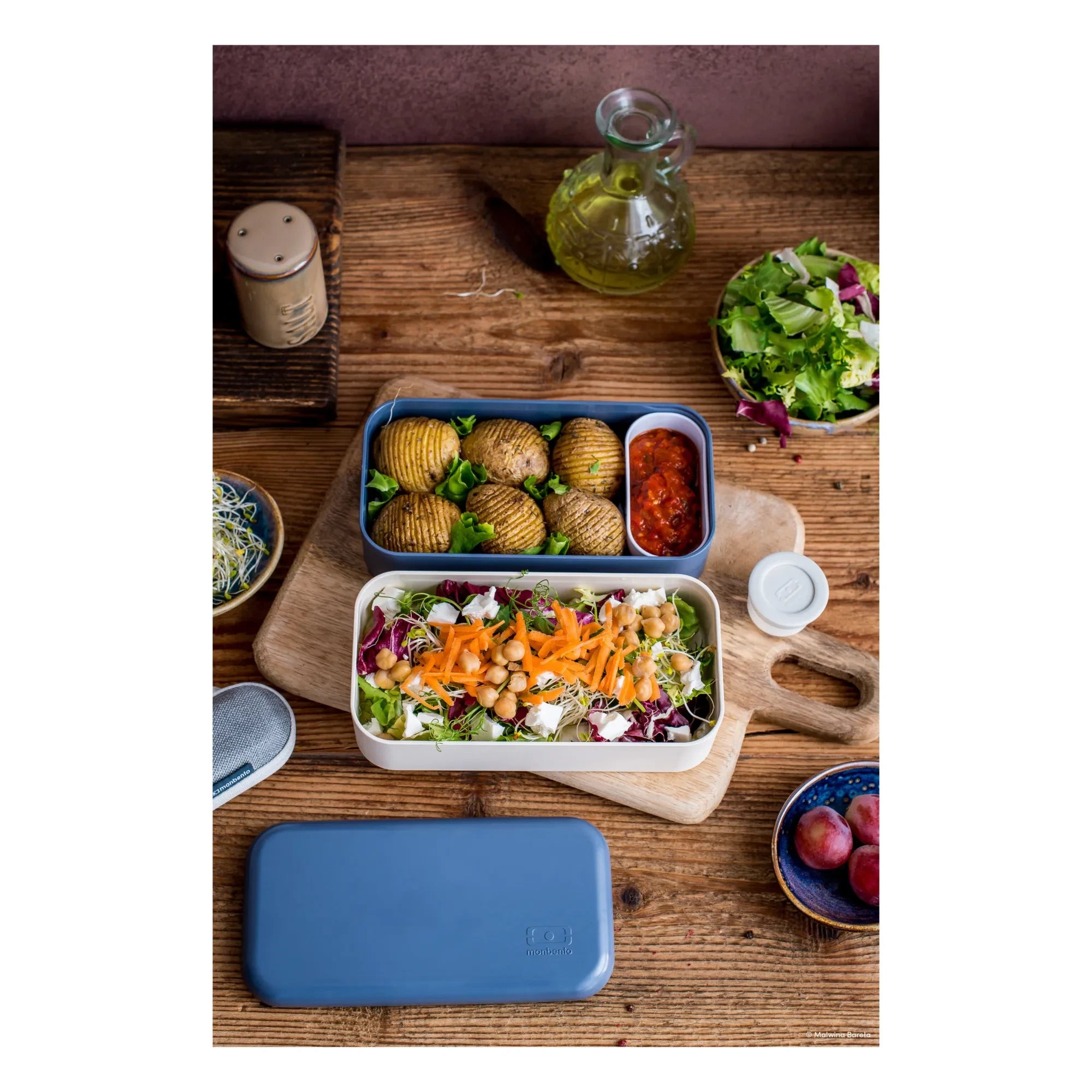 Monbento - MB Original Fiambrera Bento de Doble Compartimento Hermético | Azul