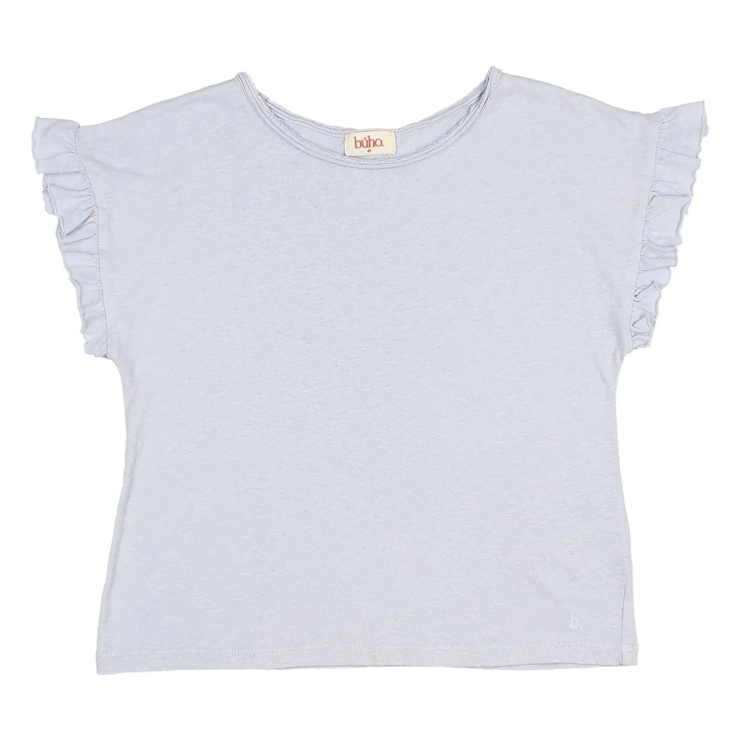 Búho - Camiseta de lino con volantes | Azul claro