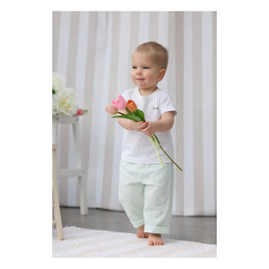 Lililotte - Pantalones Gabardina Algodón Orgánico a Rayas Paul | Verde Menta