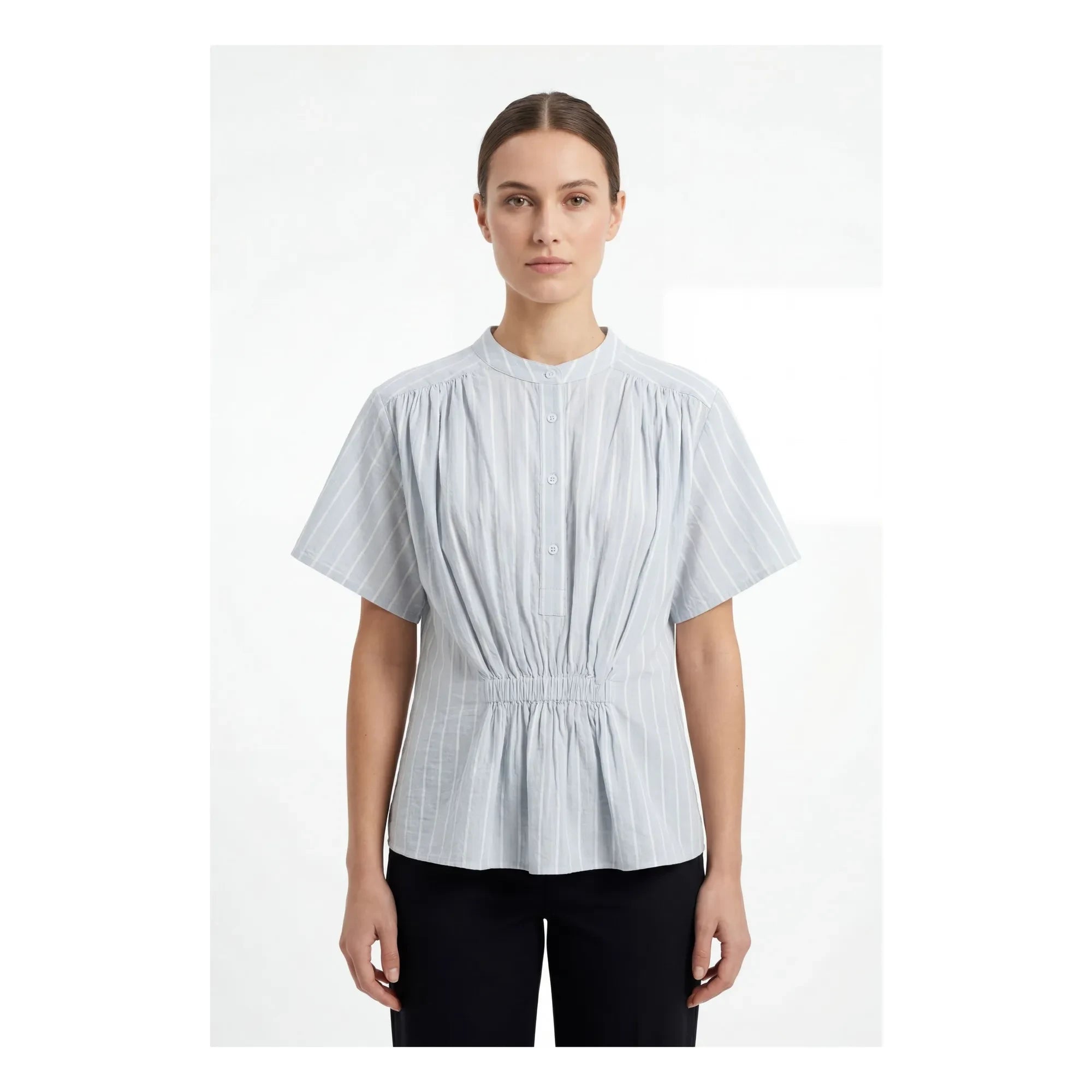 BELLEPIECE - Blusa de rayas Patrizia Cotton | Azul claro