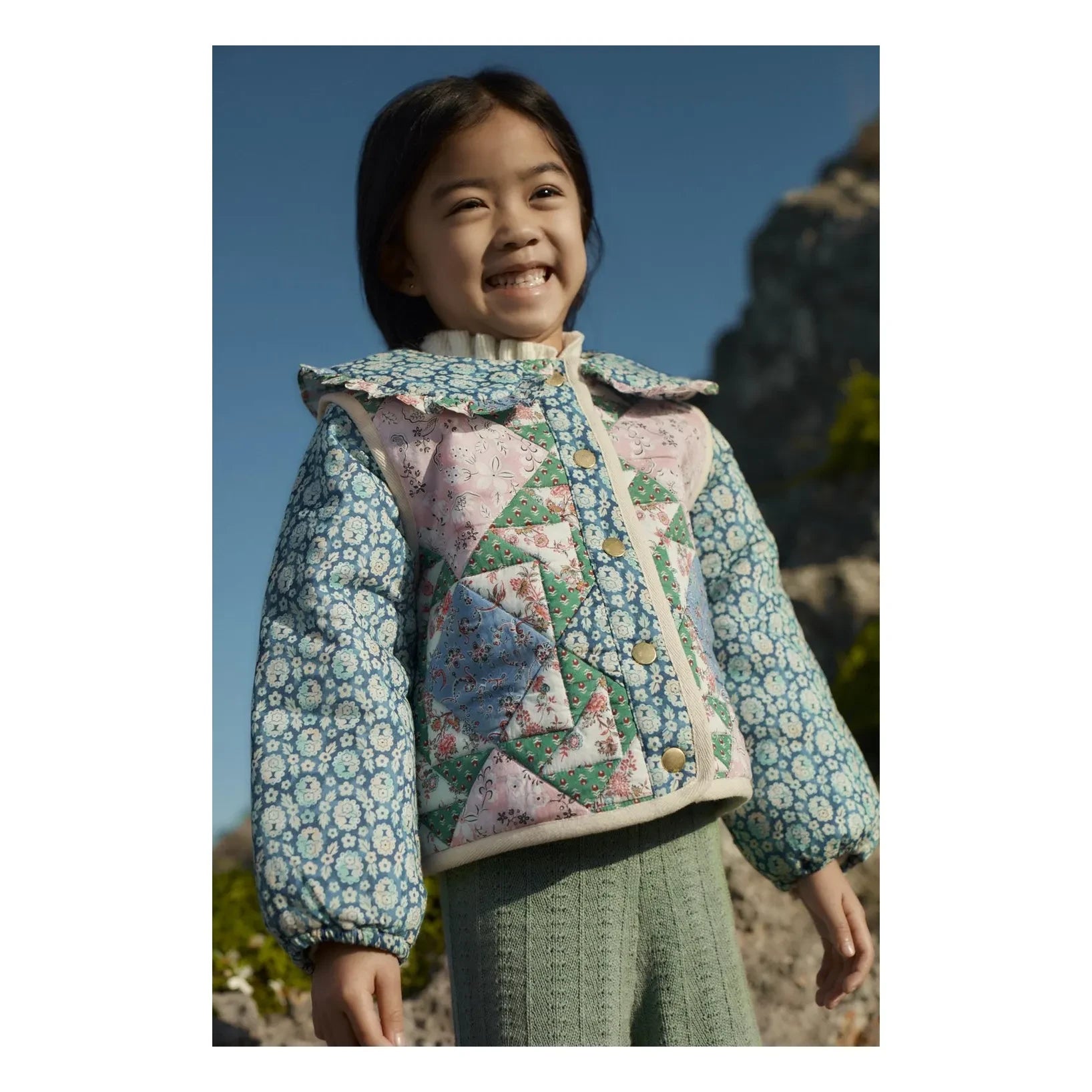 Louise Misha - Agara Patchwork Organik Pamuk Ceket | Mavi
