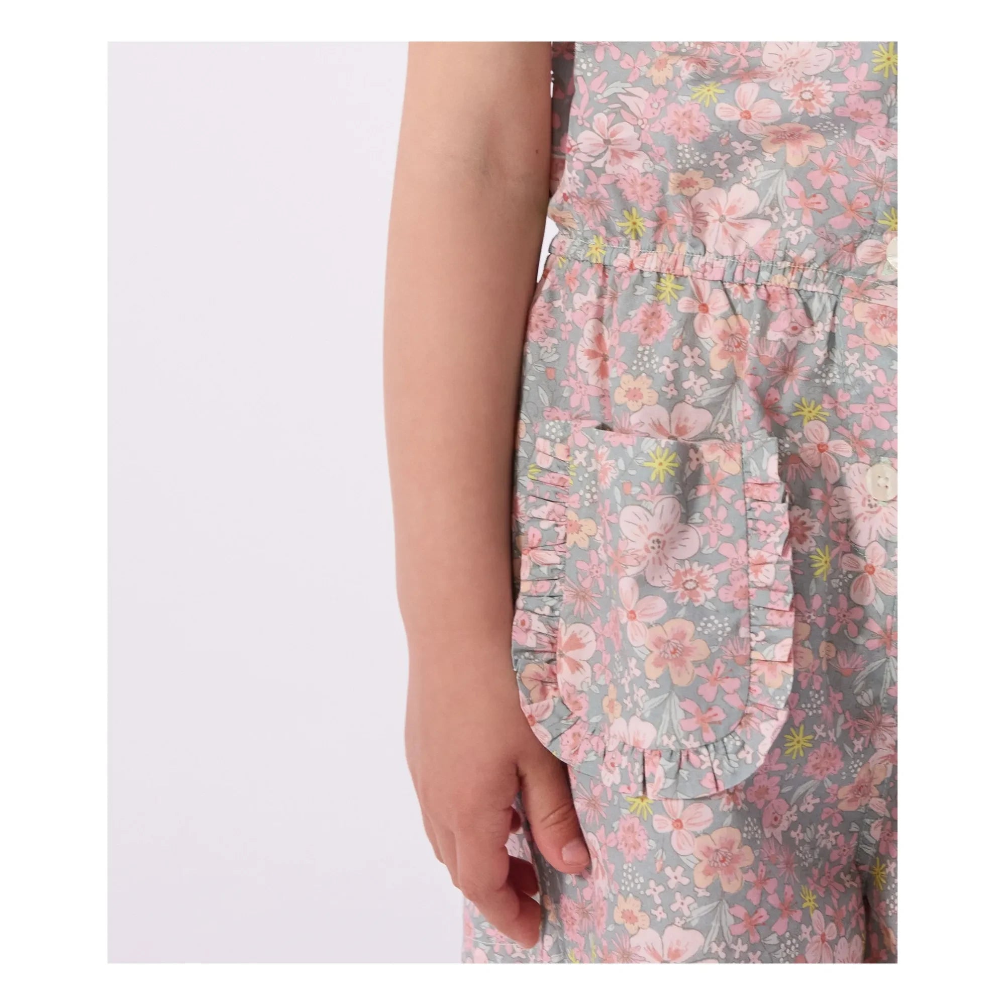 Petit Bateau - Peto de popelina de algodón orgánico con estampado floral | Azul grisáceo
