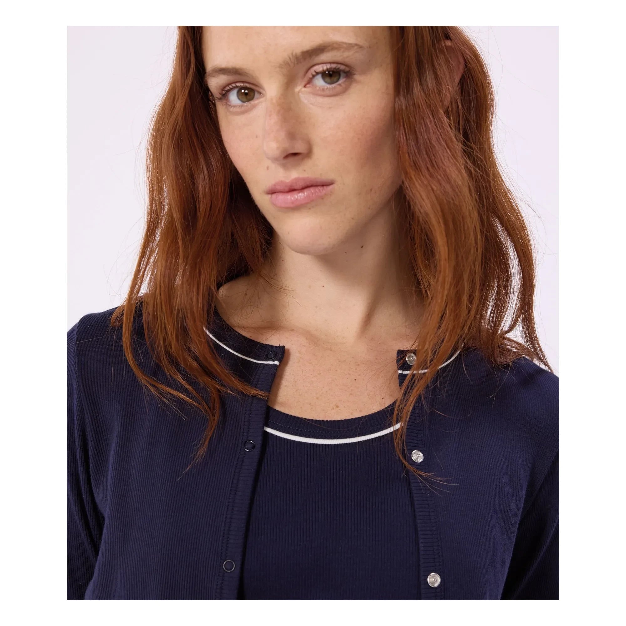 Petit Bateau - Cárdigan de canalé liso | Azul marino