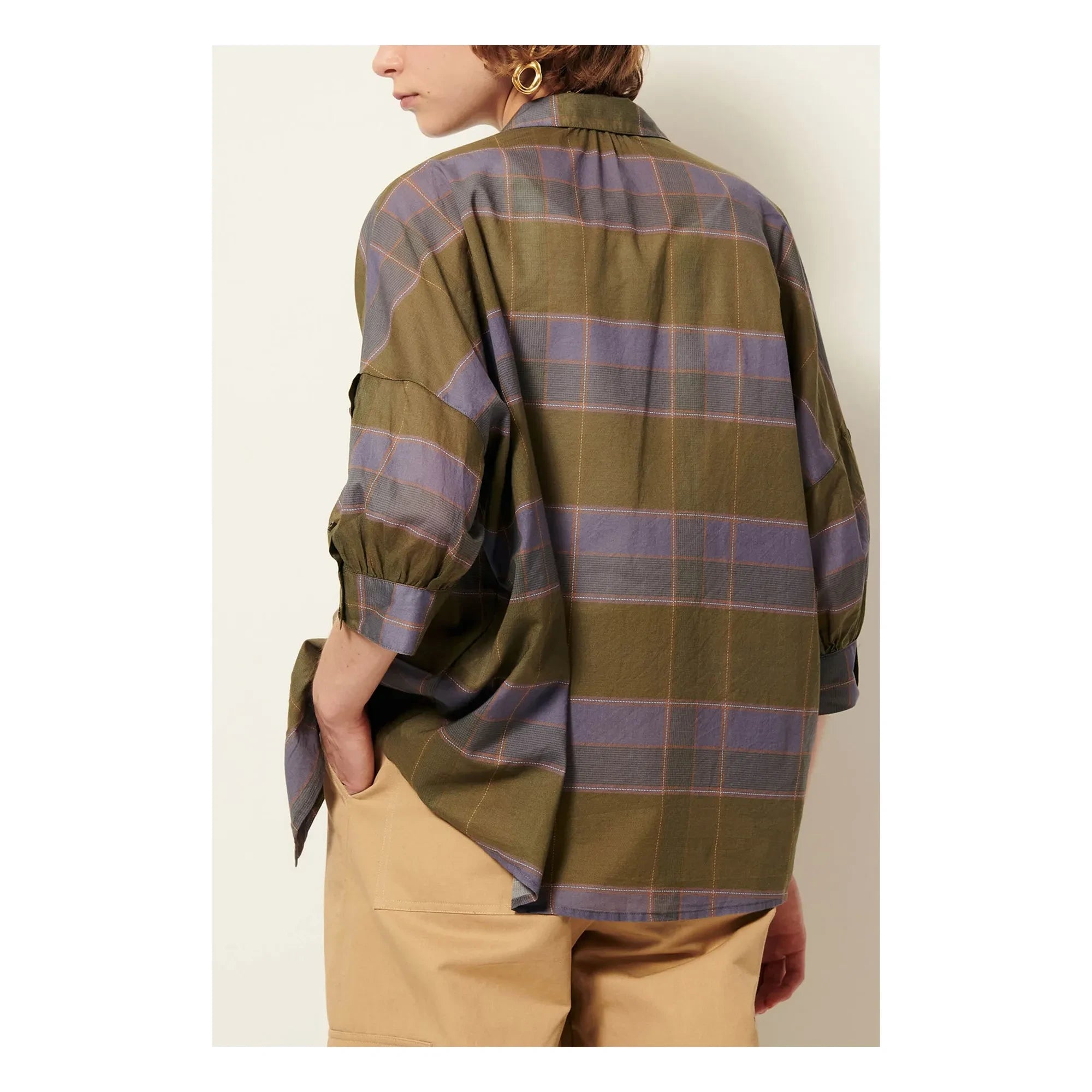 Sessùn - Camisa de cuadros Pamuk Valea | Caqui