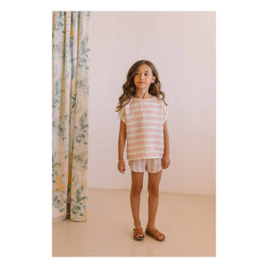 Studio Bohème - Shorts de gasa de algodón orgánico a rayas | Rosa