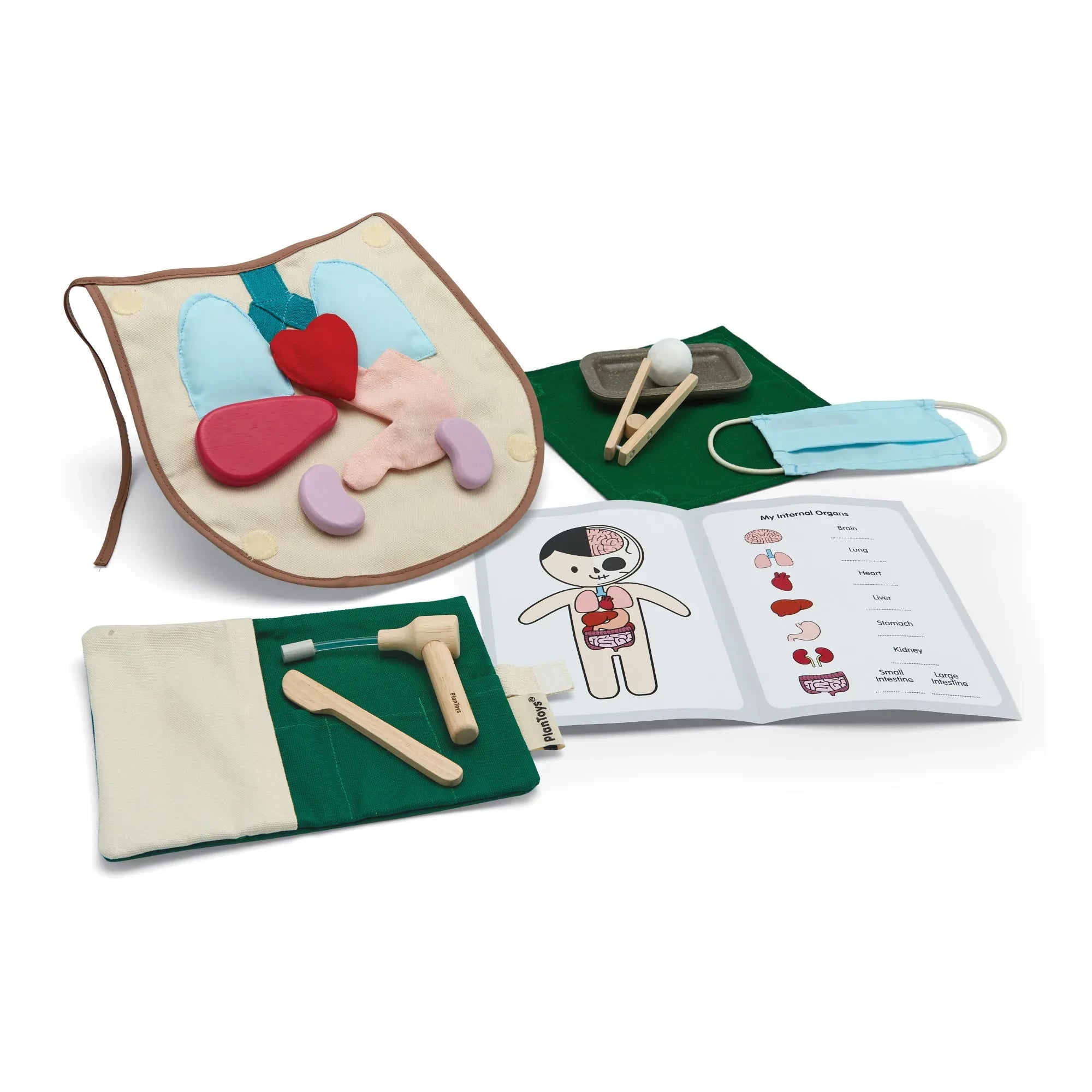 Plan Toys - Juguete de kit de cirugía de madera de caucho