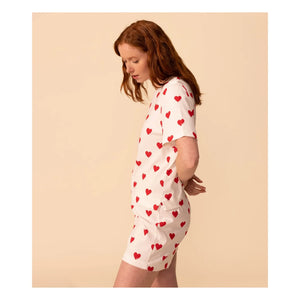 Petit Bateau - Shorts de pijama con corazones - Colección para mujer | Blanco