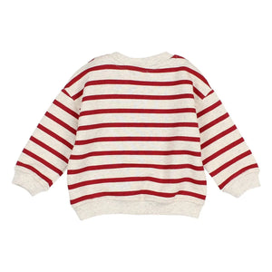 Búho - Rojo cereza | Sudadera de algodón orgánico a rayas