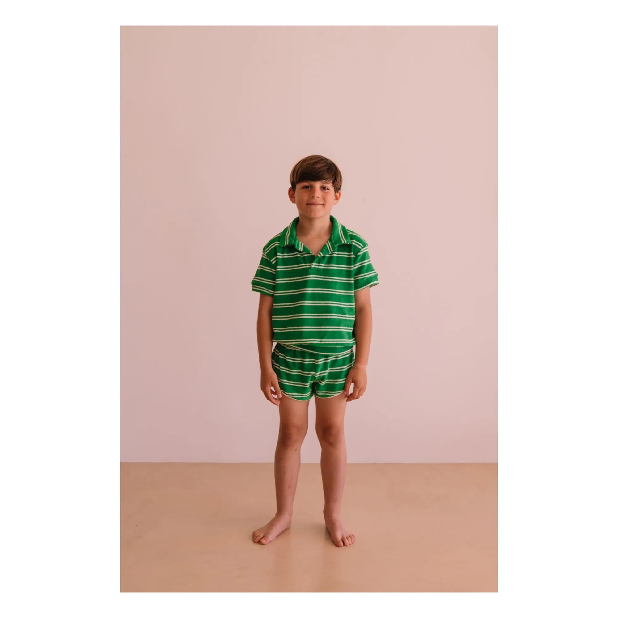 We Are Kids - Juju Shorts de toalla de algodón orgánico a rayas | Verde