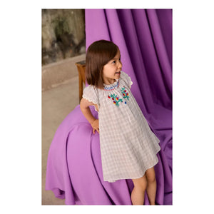 Louise Misha - Vestido bordado Edith Carreaux Algodón orgánico | Crema