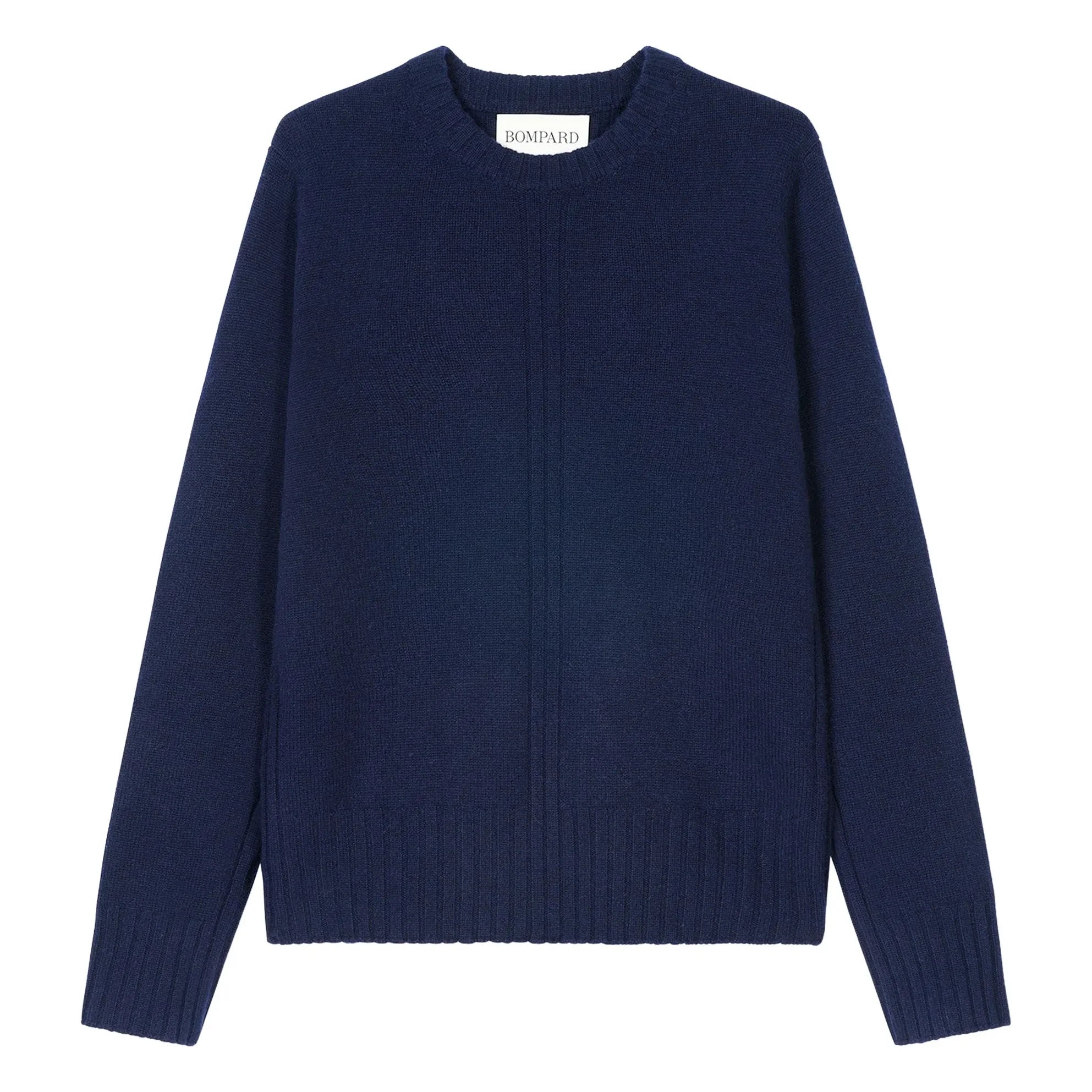 Bompard - Suéter de Cachemira de Canalé con Cuello Redondo | Azul Marino