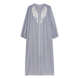 Louise Misha - Vestido de Algodón Orgánico a Rayas Flavie | Azul