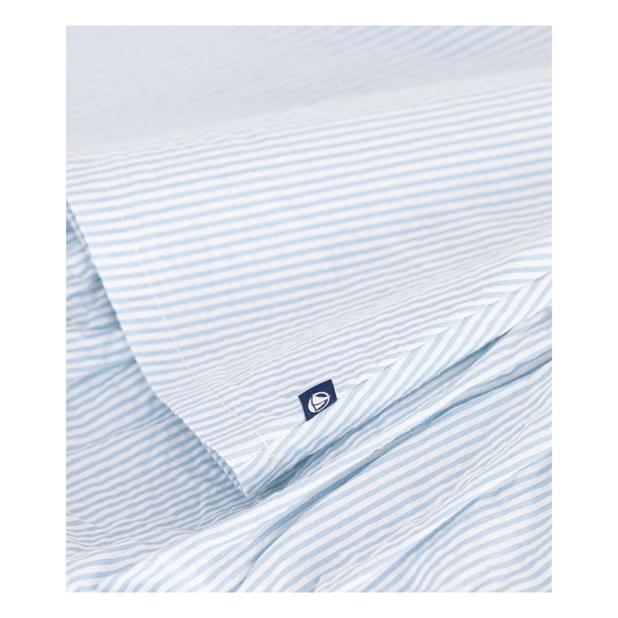 Petit Bateau - Conjunto de vestido con cuello y braguita a rayas de algodón orgánico seersucker | Azul