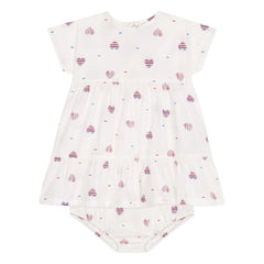 Petit Bateau - Conjunto de vestido y pelele de algodón orgánico Barka | Crema