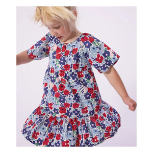 Petit Bateau - Vestido con estampado floral de popelina de algodón orgánico | Azul