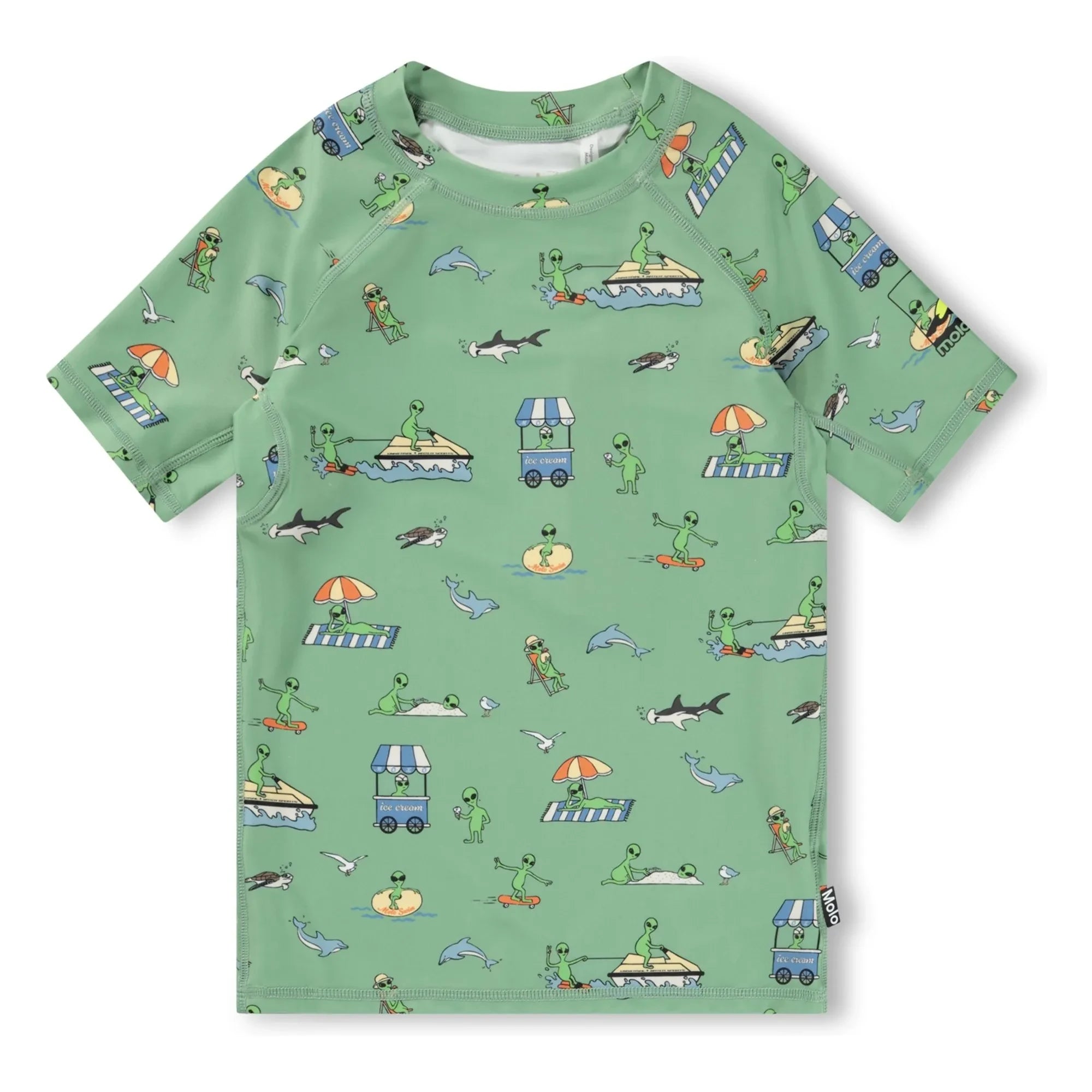 Molo - Camiseta con protección UV Neptune Aliens Fibras recicladas | Verde