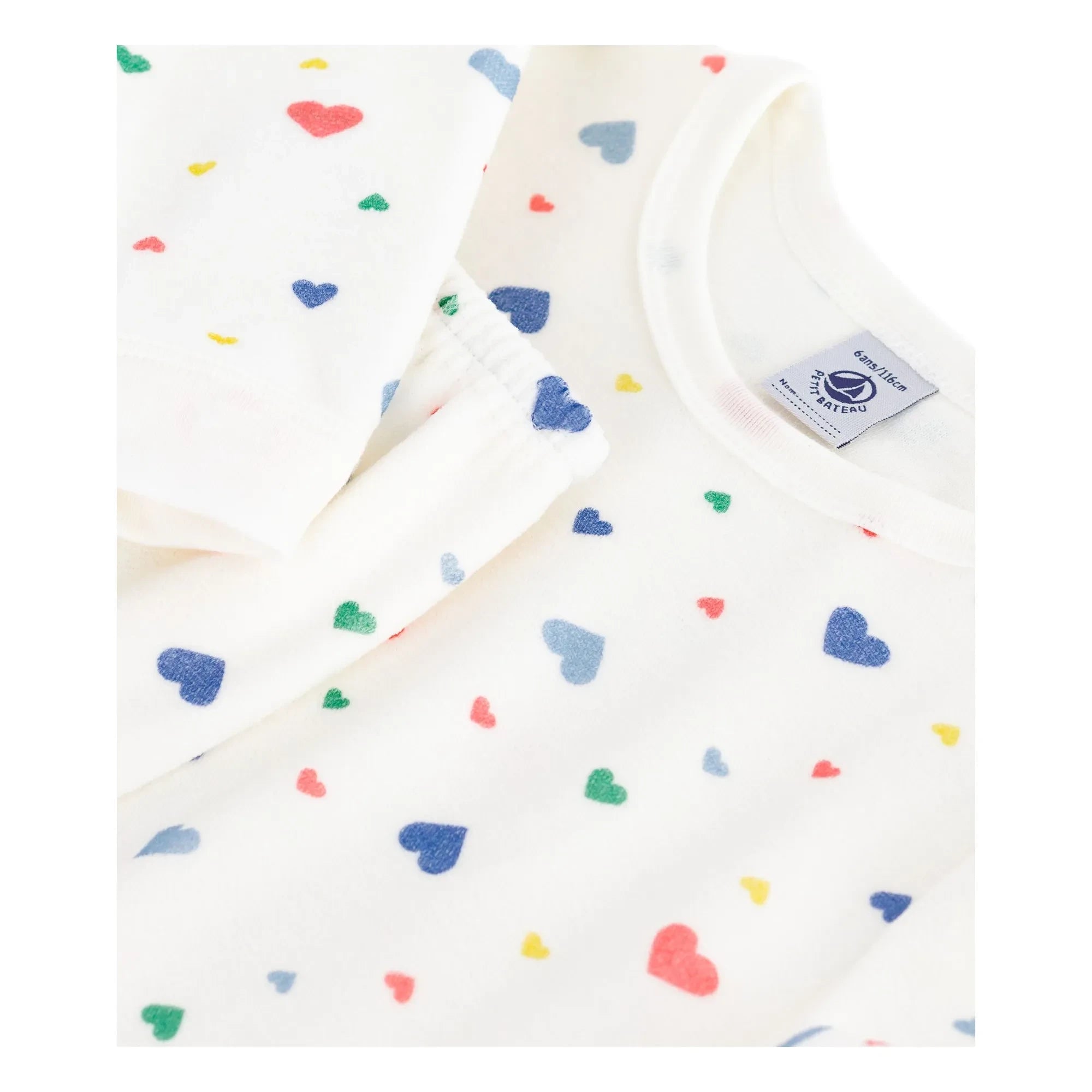 Petit Bateau - Conjunto de Pijama de Corazones de Algodón Orgánico | Blanco