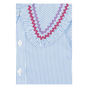 Mipounet - Nadine Blusa a rayas, cuello Claudine | Azul claro