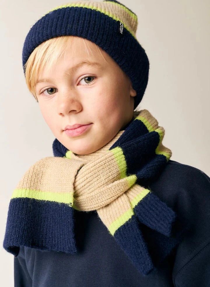 Tumble N'Dry - Conjunto de gorro y bufanda a rayas | Azul noche