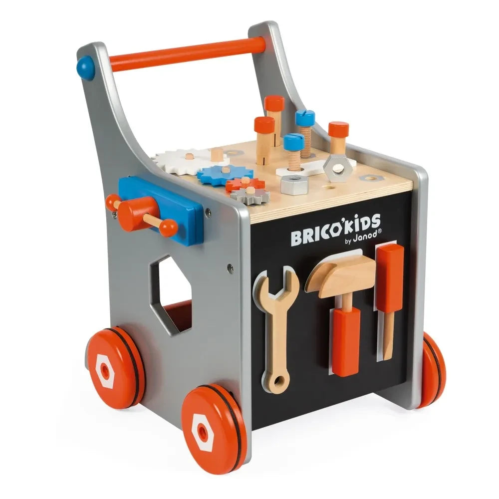 Janod - Brico Kids Coche de madera magnético y 25 accesorios