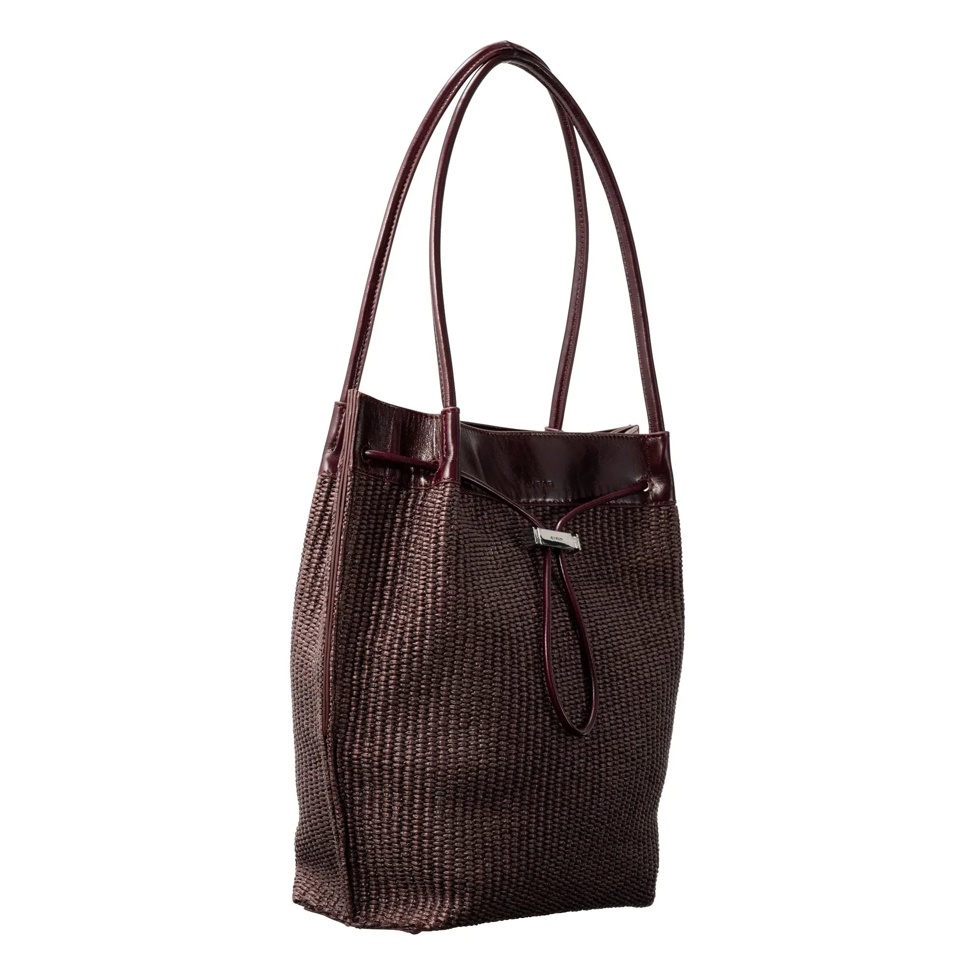 BY FAR - Bolso Kayla de rafia y piel | Burdeos