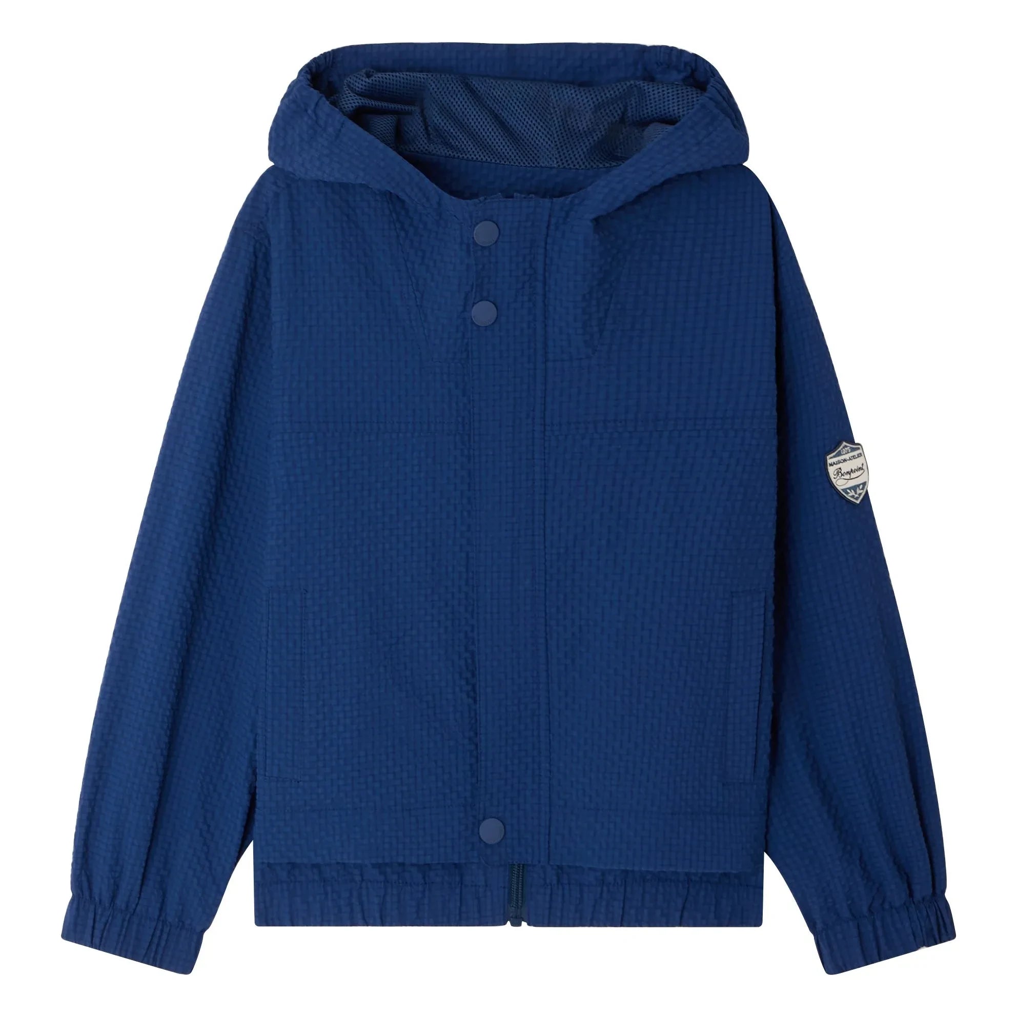 Bonpoint - Chaqueta con capucha de seersucker moteado Lenny de fibra reciclada | Índigo