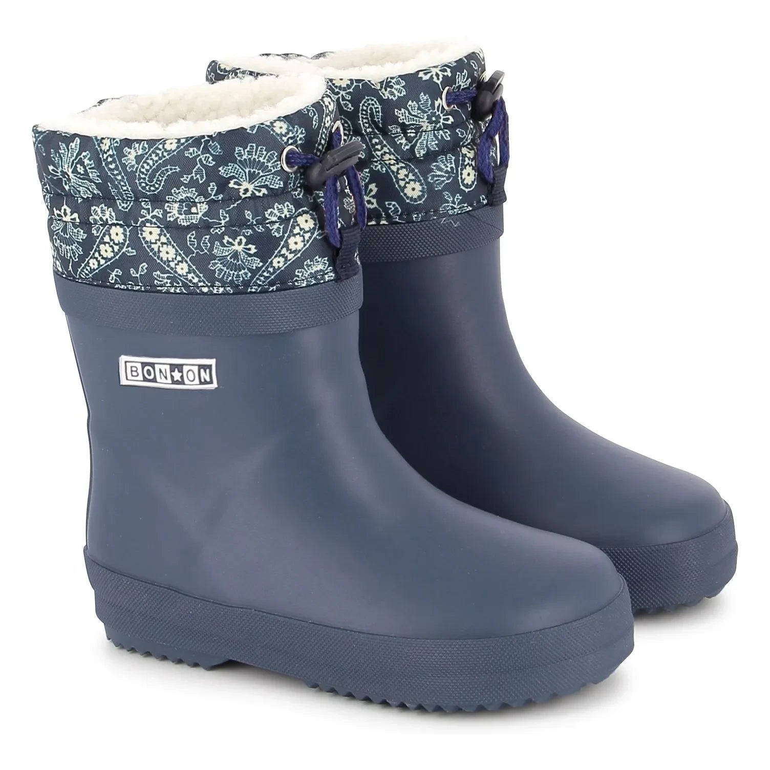 Bonton - Botas de agua de piel de oveja | Azul marino