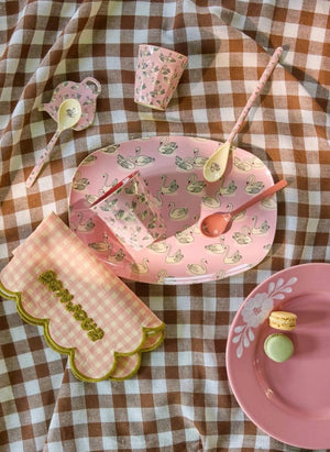 Arroz - Taza de Melamina: Cisne | Rosa