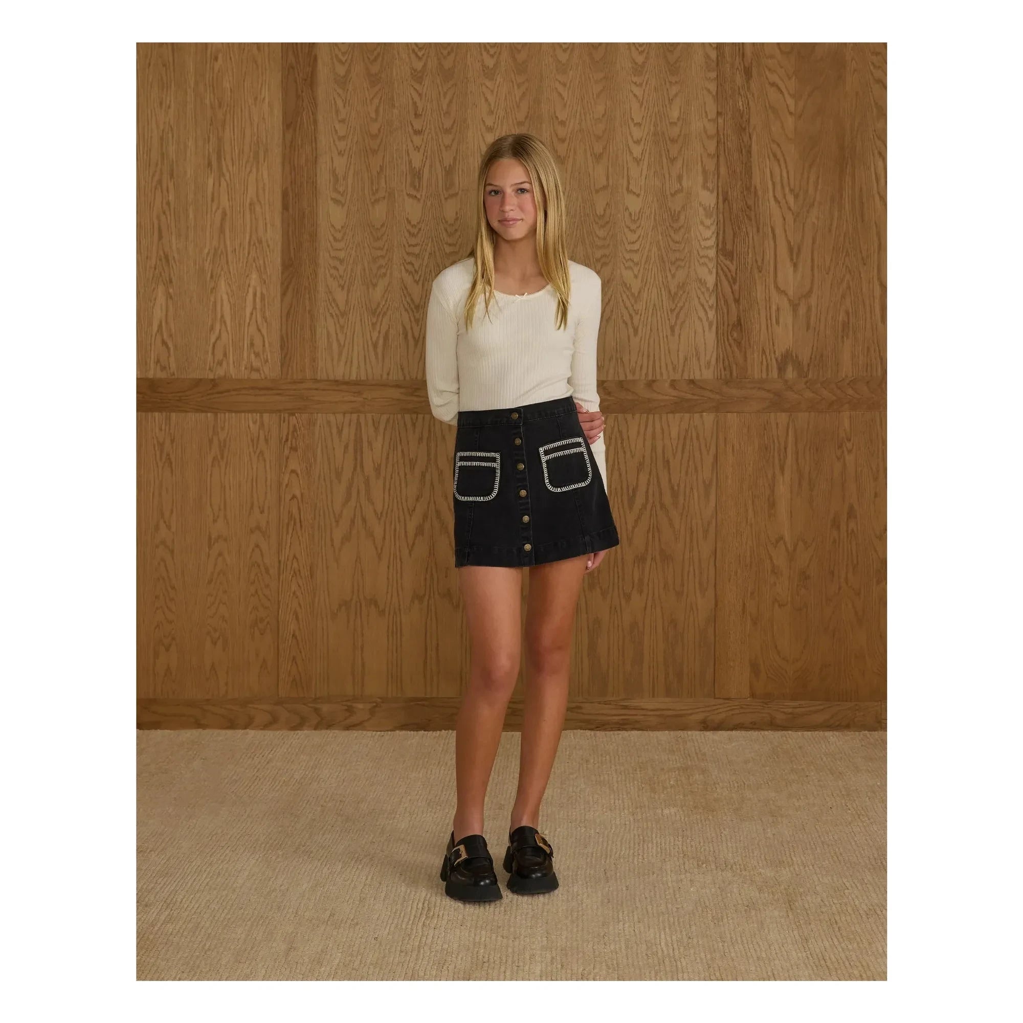 Rylee + Cru - Camiseta acanalada | Marfil