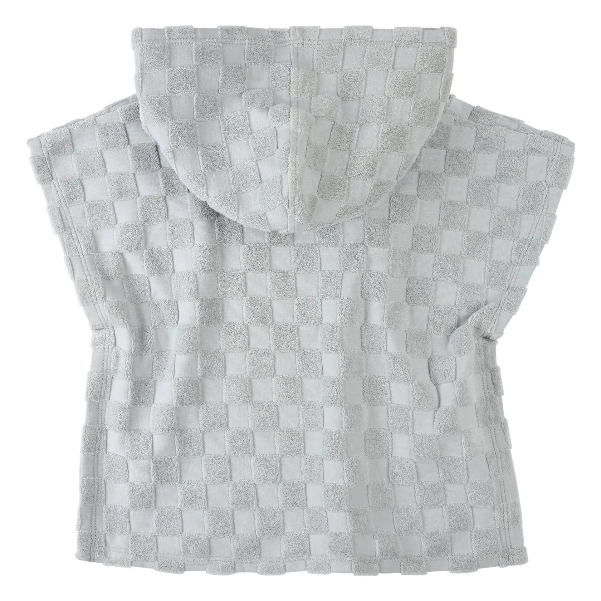 Petit Lem - Poncho de playa Damier de algodón orgánico | Azul
