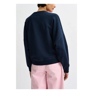 Essentiel Antwerp - Sudadera bordada de cuello redondo | Azul marino