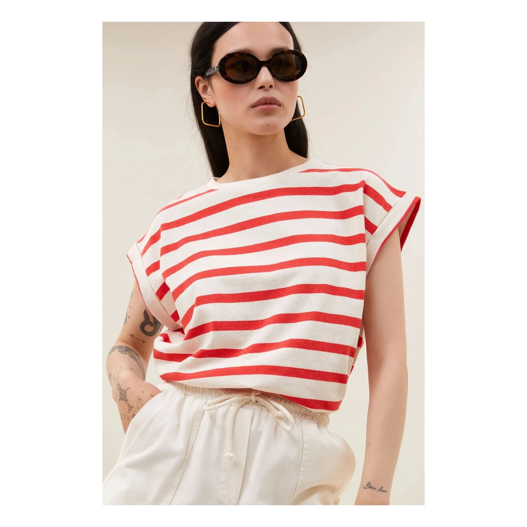 By Bar - Camiseta marinera Tobi Pamuk | Rojo