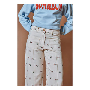 Emile et Ida - Pantalones de algodón con fresas | Crema