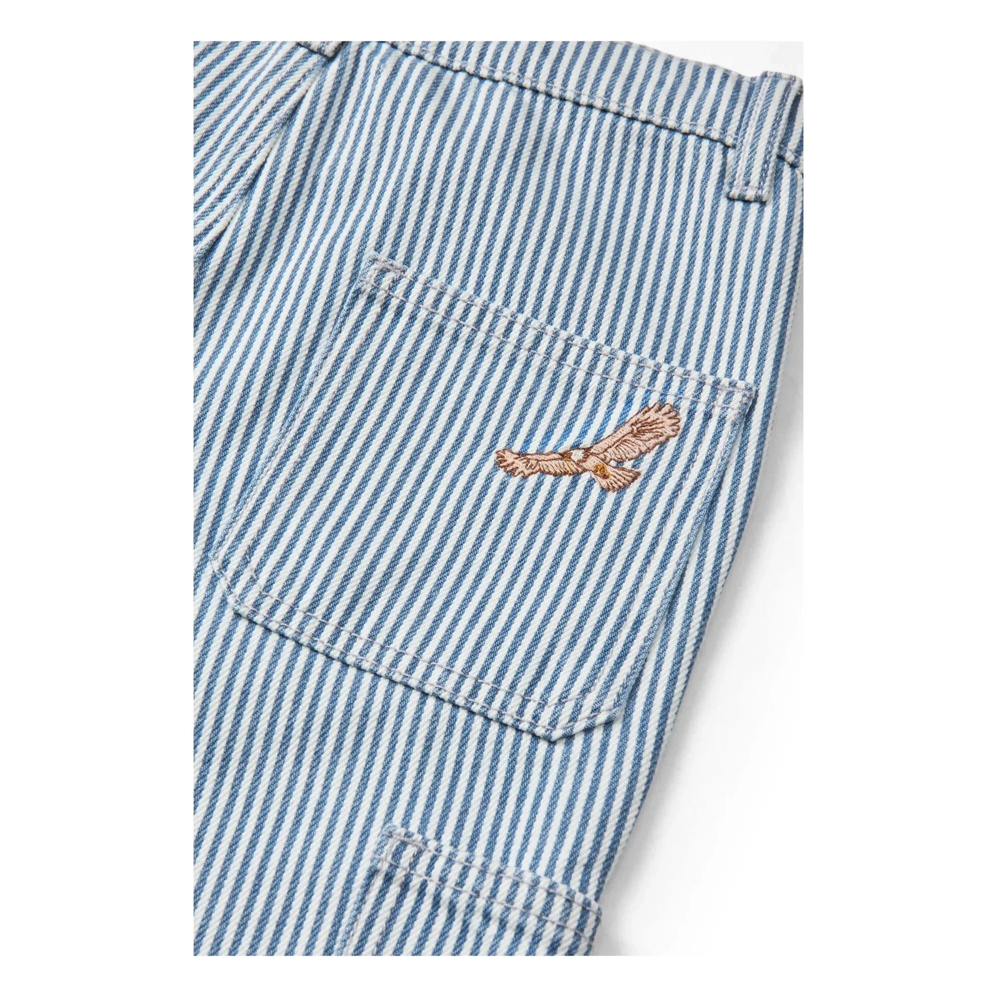 Copenhagen Colors - Pantalones cargo de gabardina de algodón orgánico a rayas | Azul
