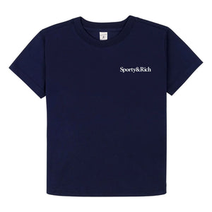 Sporty & Rich - Camiseta de tenis de algodón reciclado | Azul marino