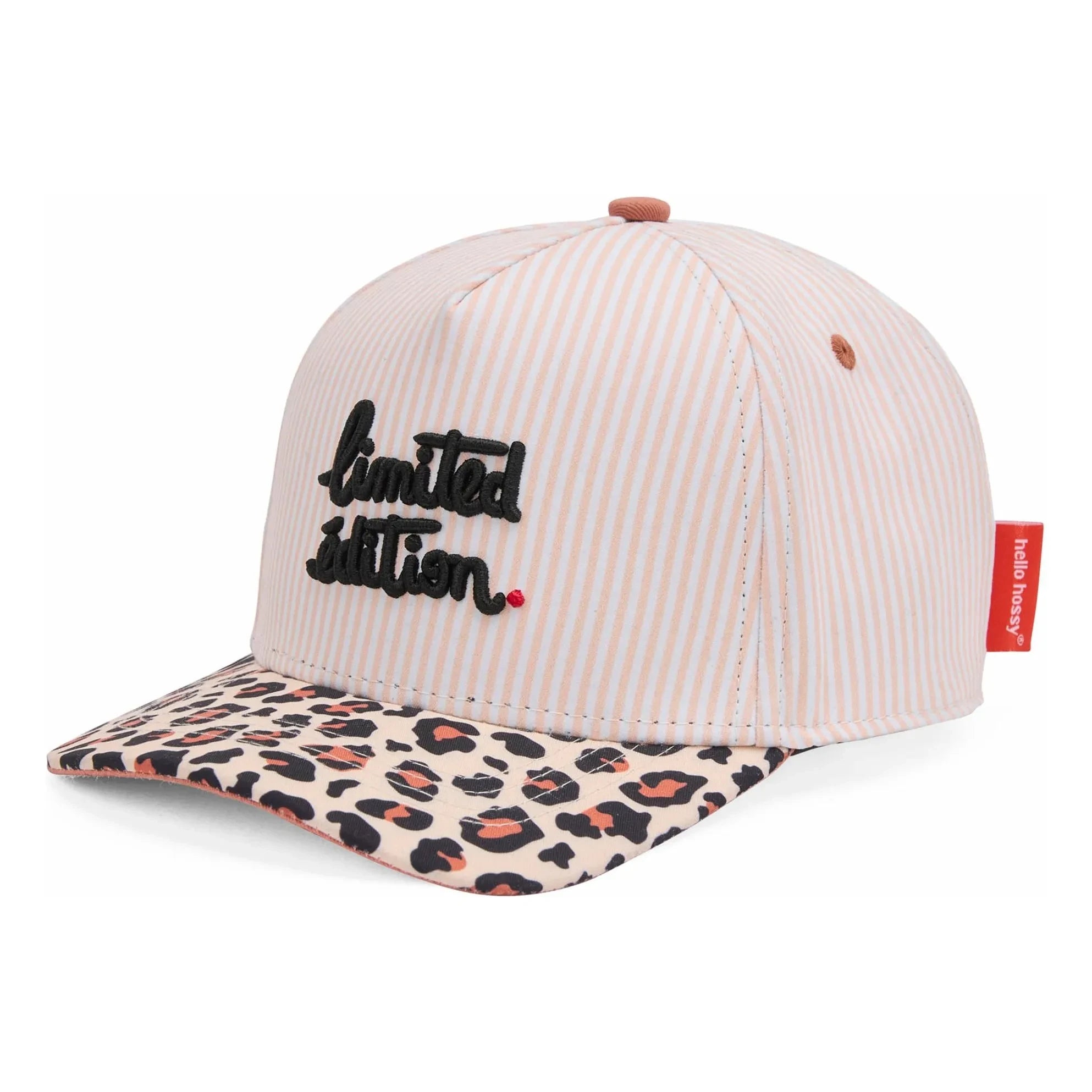Hello Hossy - Gorra con visera curva de algodón orgánico con estampado de leopardo | Crema