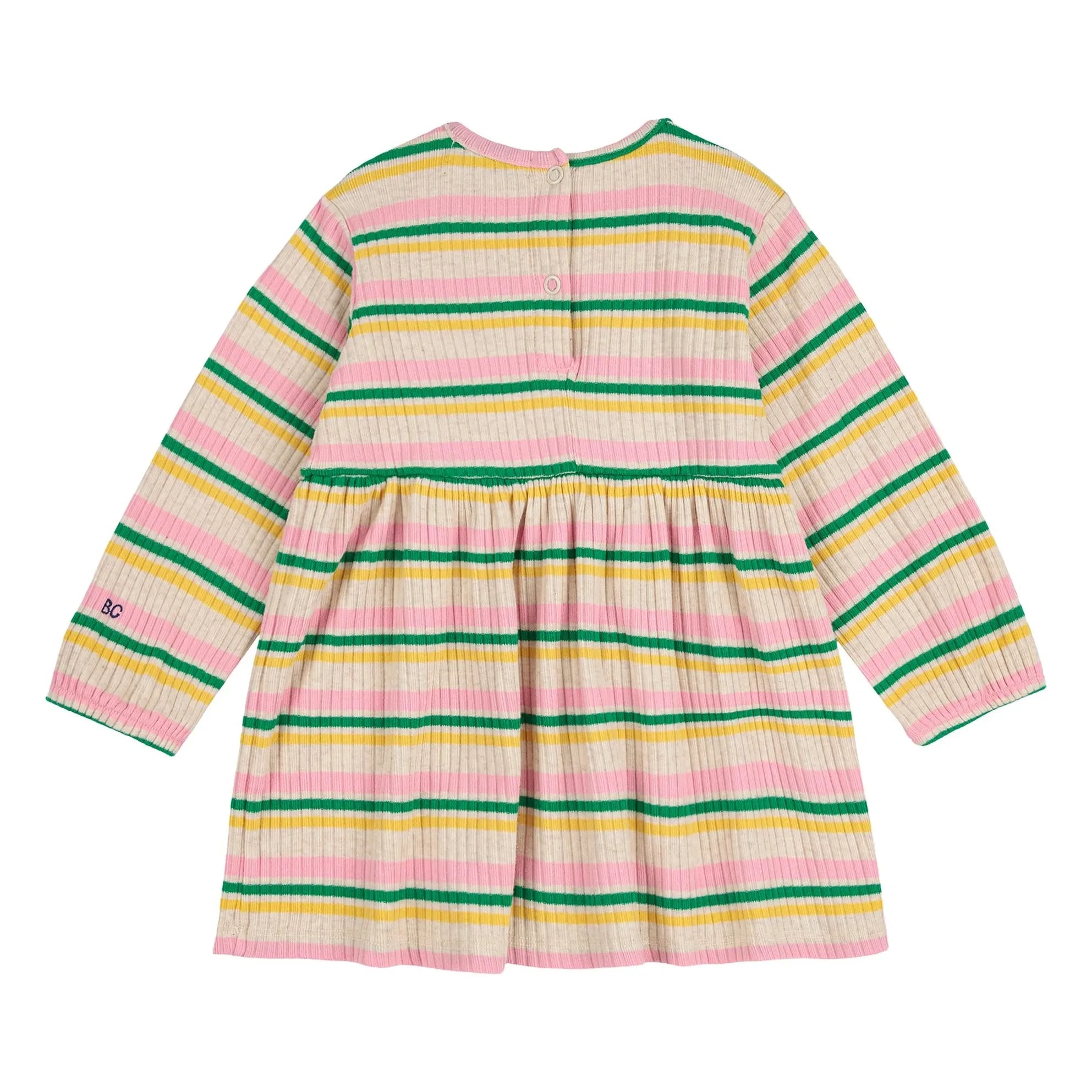 Bobo Choses - Vestido acanalado de algodón orgánico a rayas | Crudo