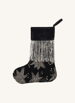 Anna + Nina - Calcetín de Navidad Starry Eve de Terciopelo | Negro