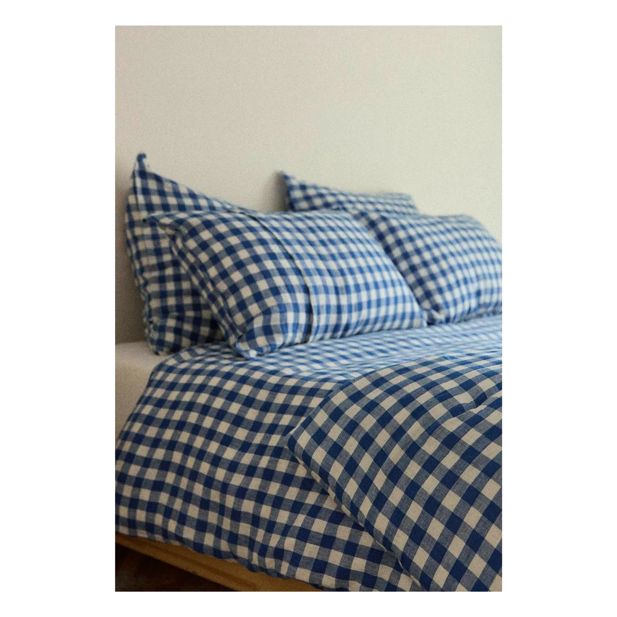 Gabrielle Paris - Funda de almohada de lino de Vichy | Azul