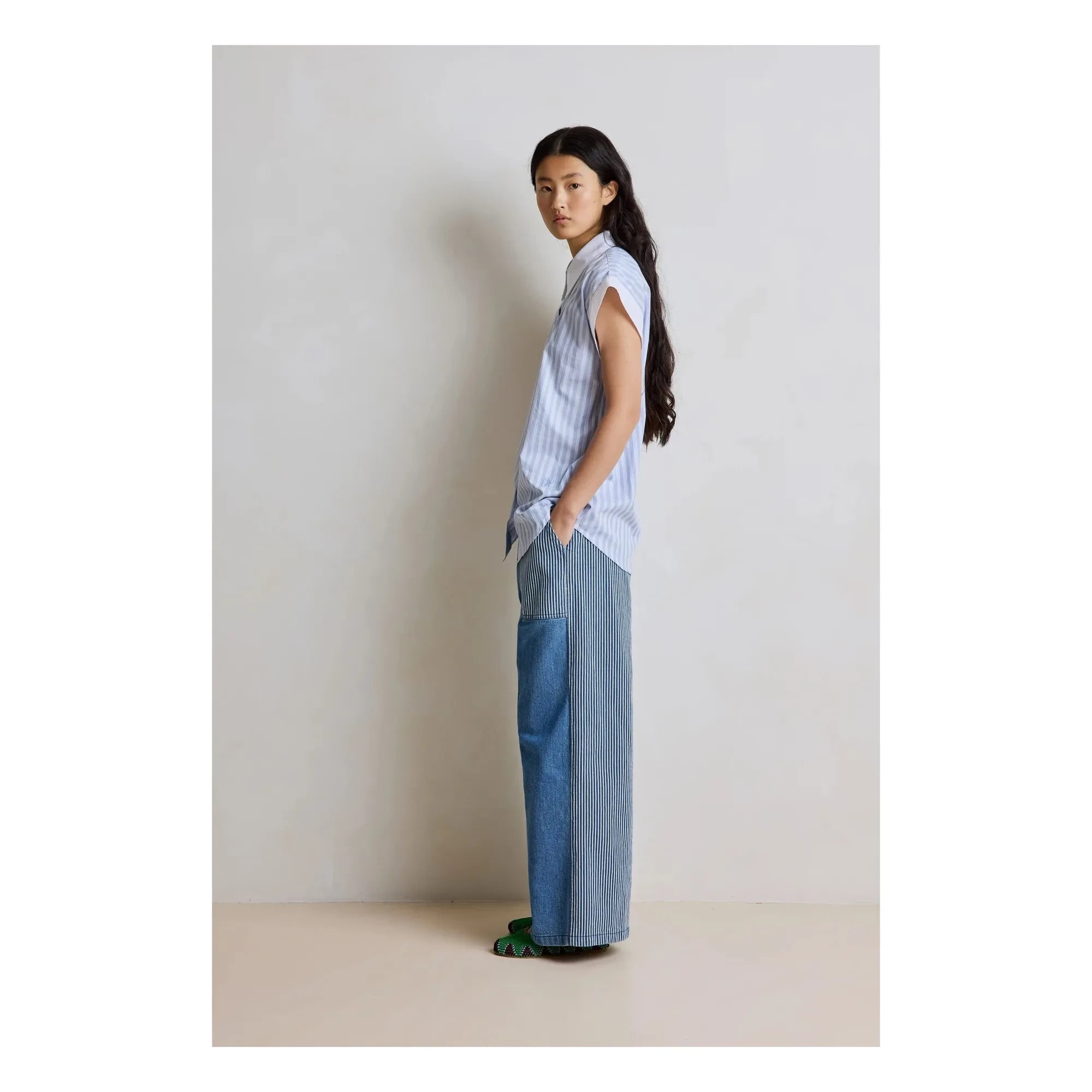 Hod - Blusa a rayas de algodón Florence | Azul