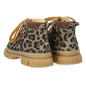 Angulus - Botines de encaje con cremallera y estampado de leopardo | Marrón topo