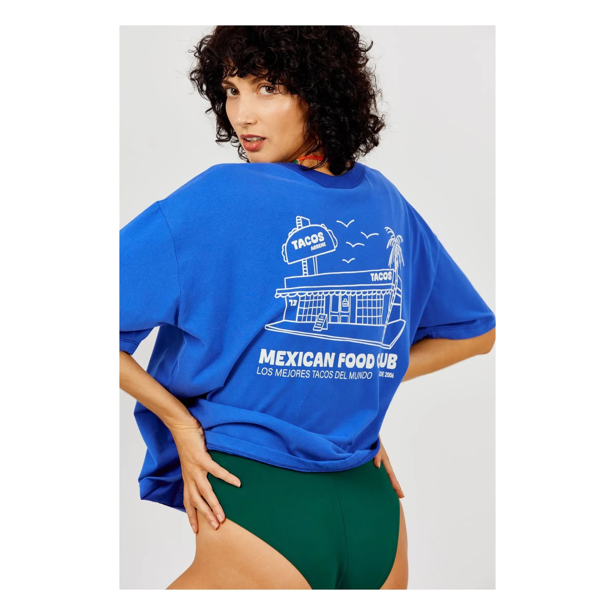 a.p - Camiseta de algodón orgánico Mexican Food | Azul real