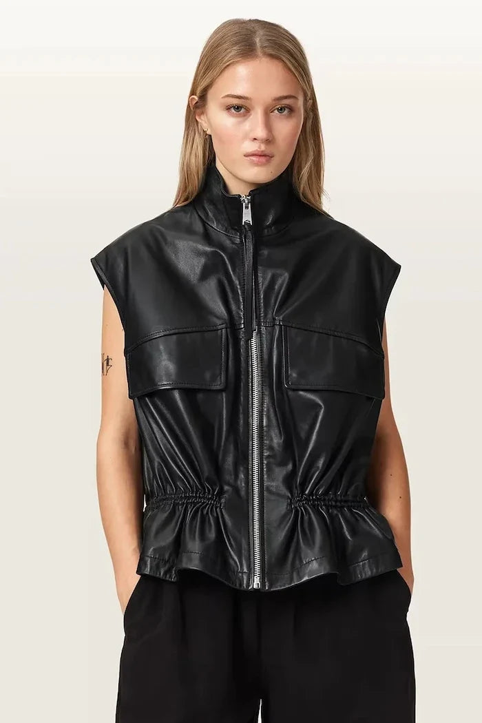 Chaleco de cuero AllSaints para mujer FLOR