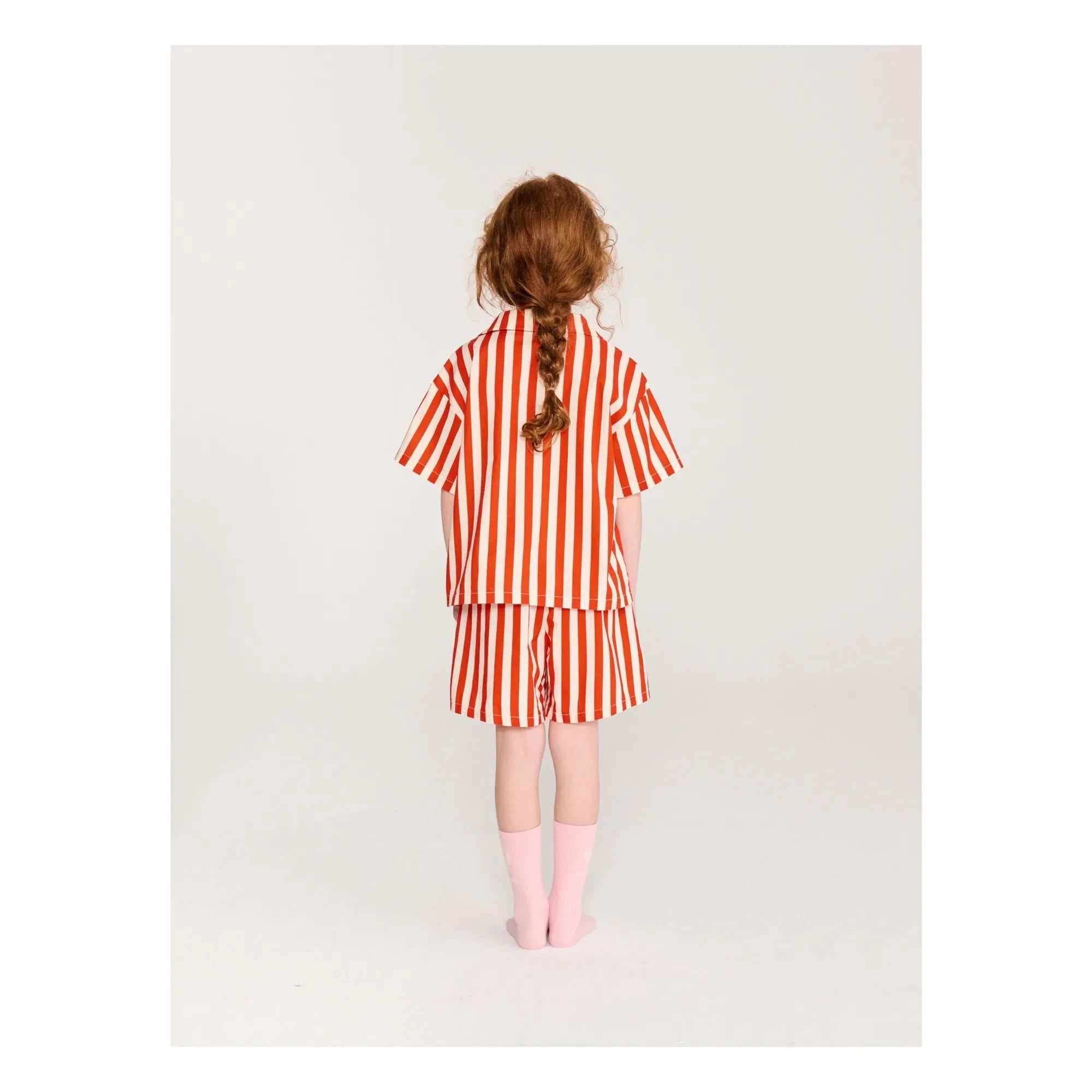 Bobo Choses - Conjunto de Camisa y Pantalón Corto de Algodón Orgánico a Rayas | Rojo