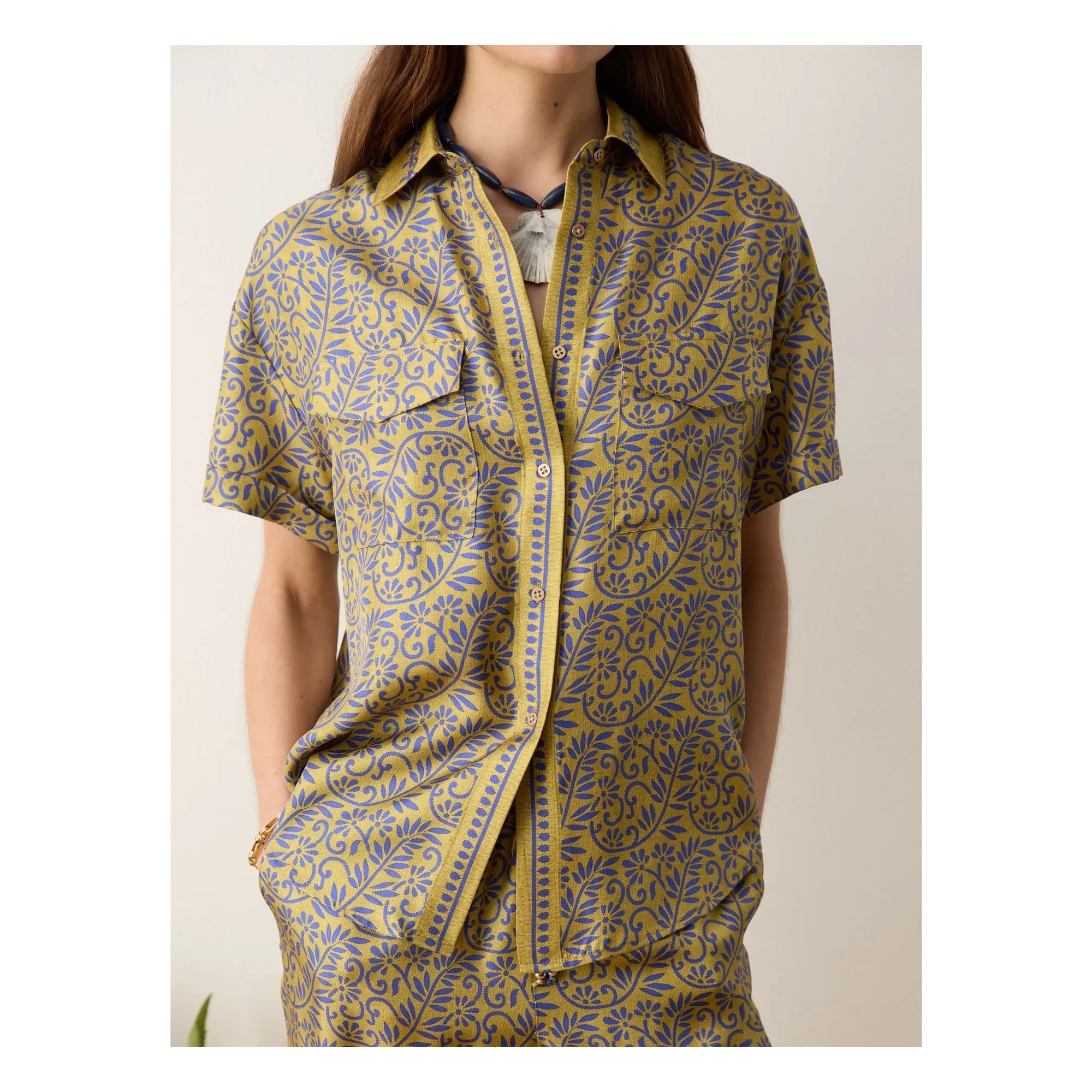 Boteh - Camisa de seda Verve | Azul
