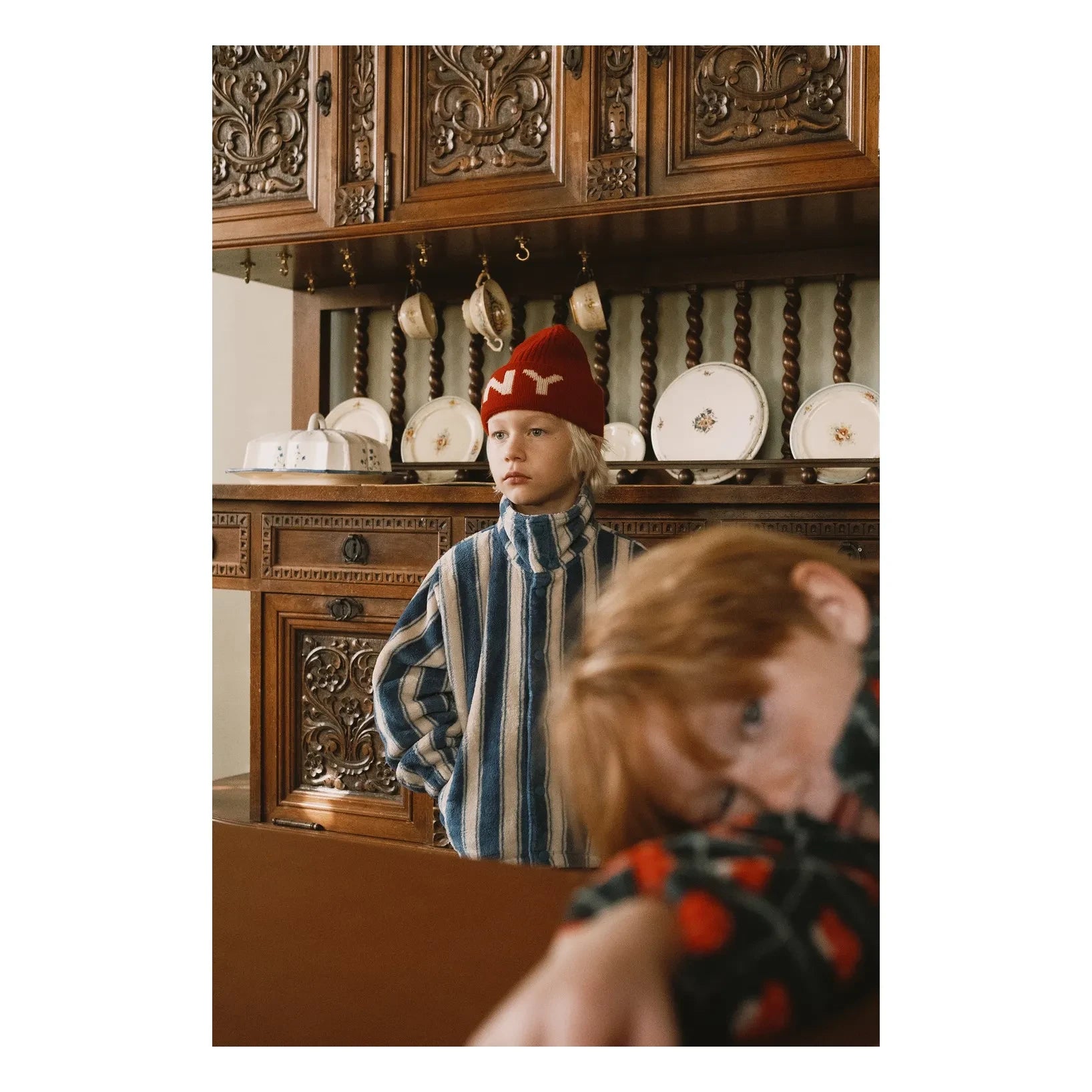 Tinycottons - Chaqueta polar a rayas | Azul petróleo